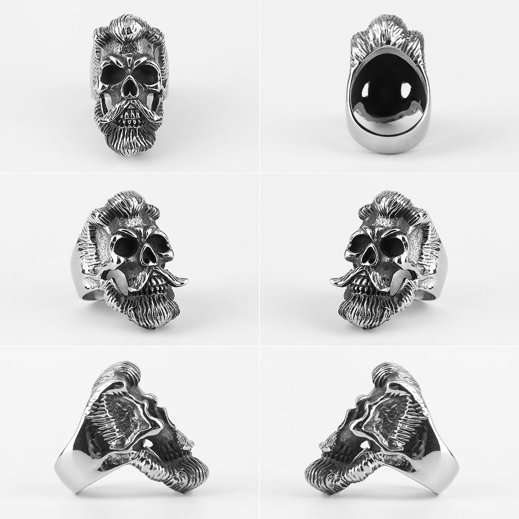 Badass Gentleman Skull Stainless Steel Mens Rings Gothic Punk Hip Hop for Male Boyfriend Biker Jewelry Creativity Gift Wholesale 3