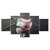White Red Rose Flower 5 Piece Five Panel Canvas Print Modern Wall Art Poster Home Decor Gift For Him For Her