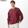 INCERUN Men Bow Knot Long Sleeve Casual Solid Round Neck Pullovers Sweatshirts