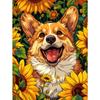 5d DIY Алмазная картина, вышивка крестом, животное, собака корги, алмазная вышивка, мозаика, подсолнух, полный круглый дрель, домашний декор