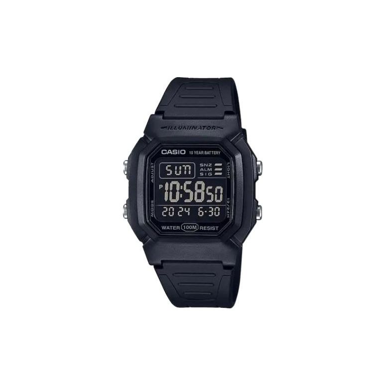 Casio Edifice 100м Водонепроницаемые Кварцевый механизм Ремешок из смолы Часы Мужские часы Черный W-800H-1B