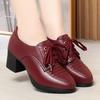 Модные удобные мягкие кожаные туфли женские туфли на платформе 2024 Весна шнуровка блочный средний каблук обувь оксфорды для офиса мама работа
