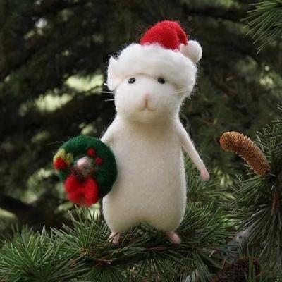 Милый рождественский мышиный фестиваль Тема Ручная работа Валяная из шерсти мышь Креативные подарки Рождественское украшение для дома Navidad Natal