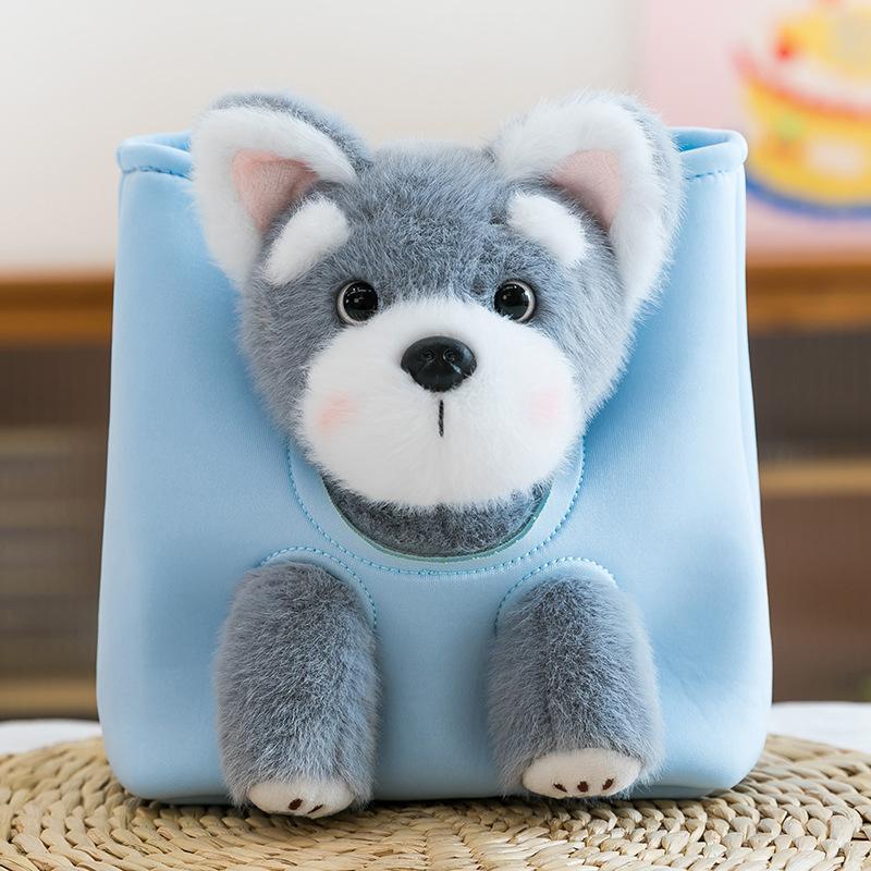 West Highland Peek-a-boo Plush Toys Kids Dolls Girls Pet Schnauzer Backpack Golden Retriever Birthday Gifts