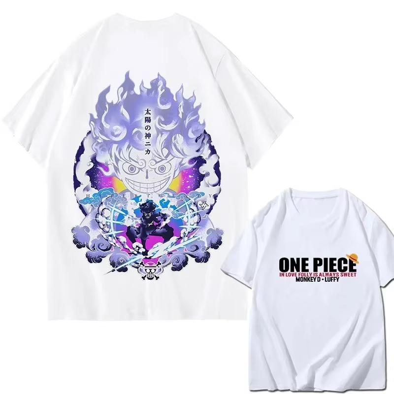 2026 Graphic T-shirt Unisex One Piece Luffy Gear 5 Nika Anime Printed Women Short Sleeve Tee Streetwear Casual Ins Y2k