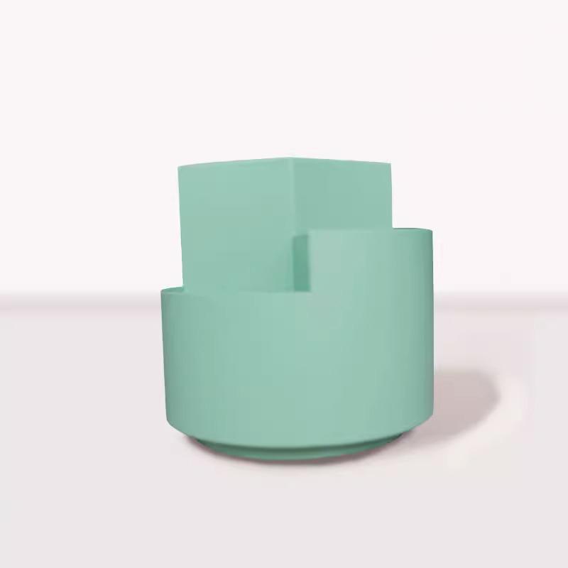 1pc Rotating Pen Holder, Office Student Desktop Pen Storage Box, Office Storage Three-hole Makeup Brush Box