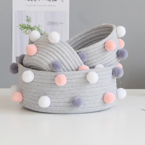 Корзина для хранения из хлопковой веревки. Изысканная яркая корзина-органайзер с тонкой текстурой, приятная для кожи, для дома.