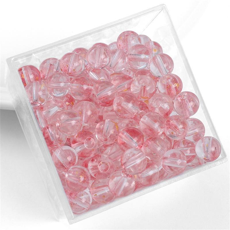 Комплект браслетов из бисера Summer Jelly Gold Glitter: Двойные стеклянные круглые бусины и полусахарные пузырчатые бусины