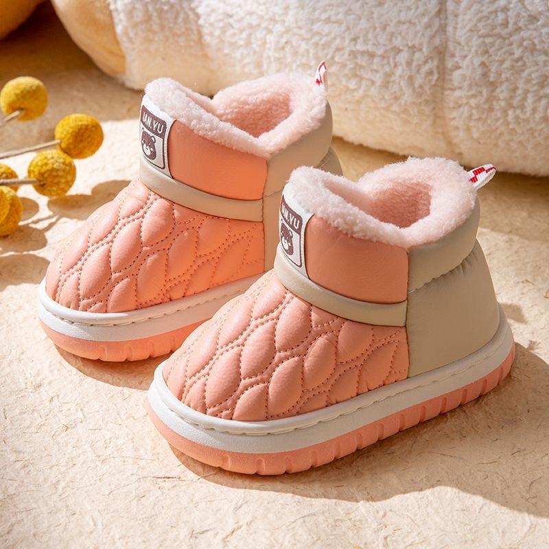 Детские хлопковые туфли зимние утолщенные ПУ кожаные водонепроницаемые домашние хлопковые тапочки противолыжные ботинки для мальчиков и девочек