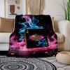 "Golden Ace of Spades Playing Card with Colorful Smoke Effect"Blanket Flannel Throw Blanket for Sofa, Bed, Travel, Camping, Office