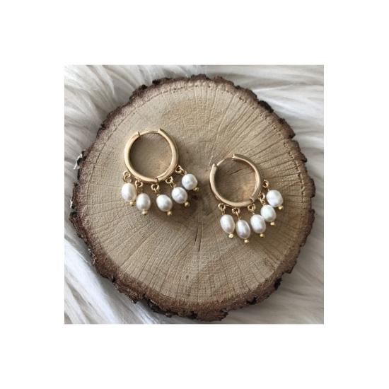 Серьги для девочек Золотое жемчужное кольцо с подвесками Женские серьги