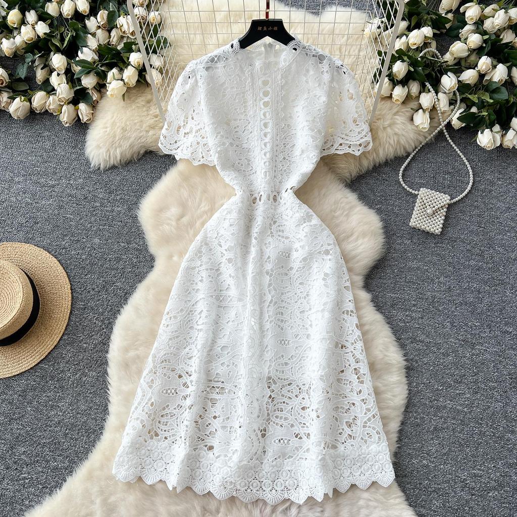 Летние женские элегантные ажурные кружевные вышитые вечерние платья
