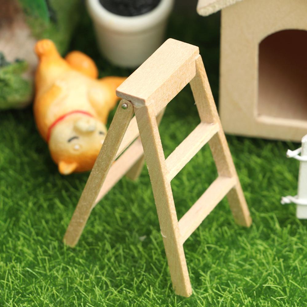 Wooden Wooden Ladder Dollhouse Miniature Model Creative Figurine Stairs Toys  Pretend Play Toys