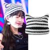 Новая японская уличная одежда Harajuku Beanie Little Devil полосатая вязаная шапка для женщин и девочек осень-зима милая шапка с кошачьими ушками