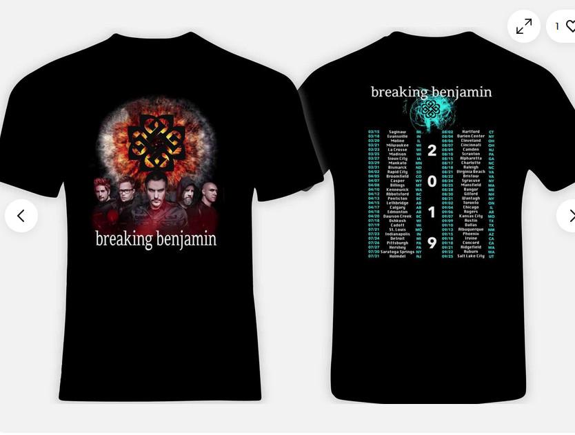 Breaking Benjamin 2019 Concert Tour Two Sides T-Shirt, Size S-5Xl