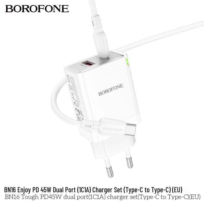 BOROFONE BN16 Быстрое зарядное устройство с двумя портами 45 Вт (EU Plug) - Новая модель