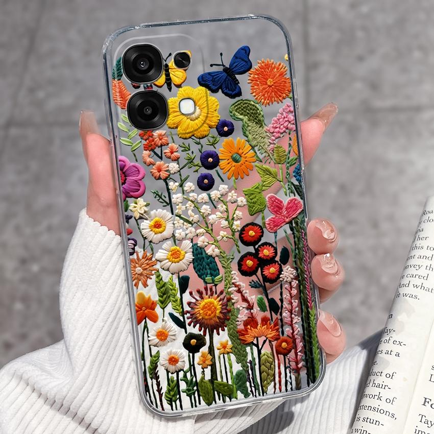 Для Oppo A6 Pro A6x A5x K13 Realme 15X C85 V70 V70s CT 7 7T 8 Чехлы для телефонов Красивые узоры Сакура Бабочки Корпус Мягкий силикон ТПУ Прозрачный корпус