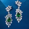 Zhuozhifan S925 Silver Autumn Leaves Green Gemstone Luxury Earrings for Women