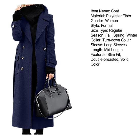 Женское пальто двубортное с отложным воротником кардиган длиной до середины икры с длинными рукавами куртка с карманами