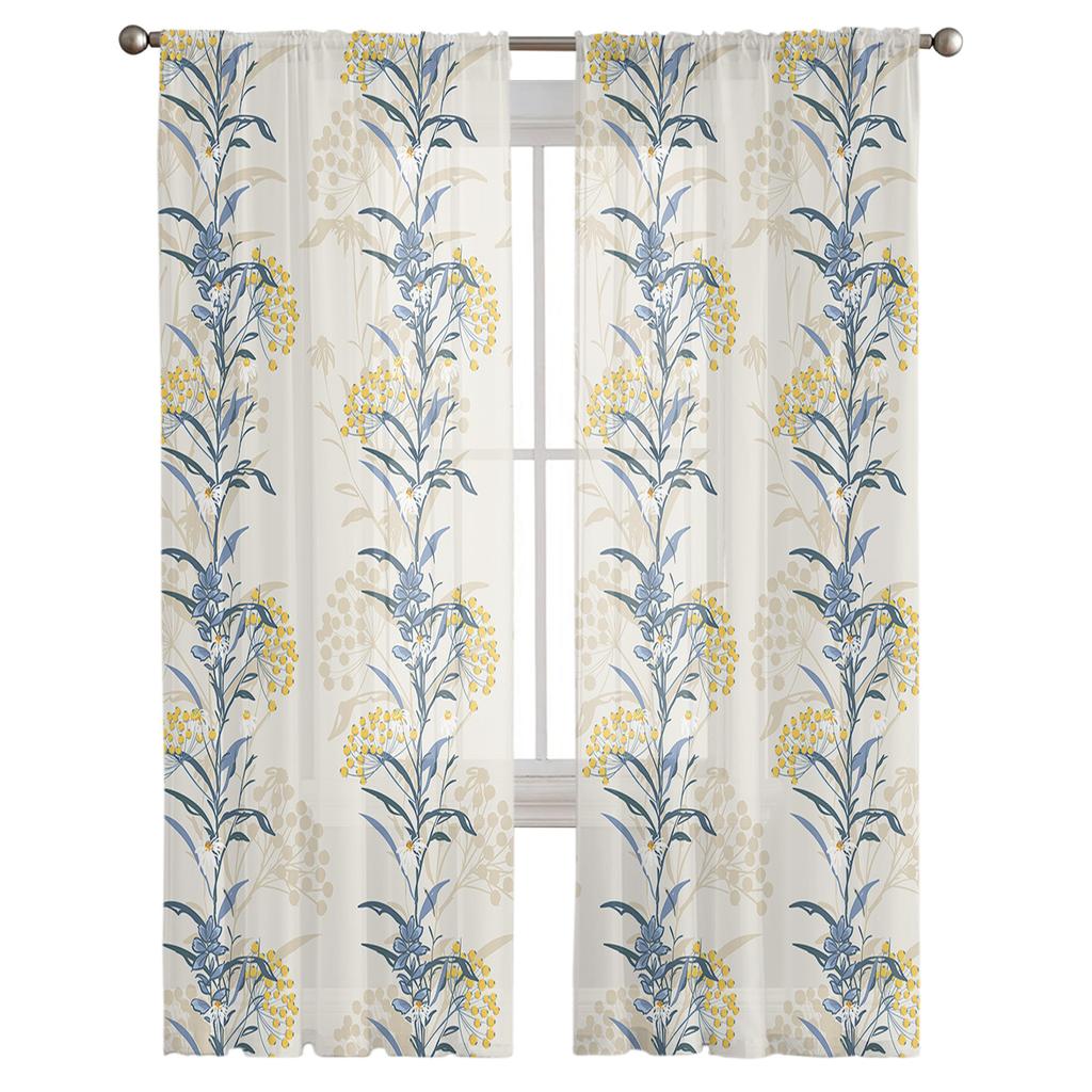 Летний цветок растение современный занавес для гостиной прозрачный тюль занавески окна прозрачные для спальни аксессуары декор