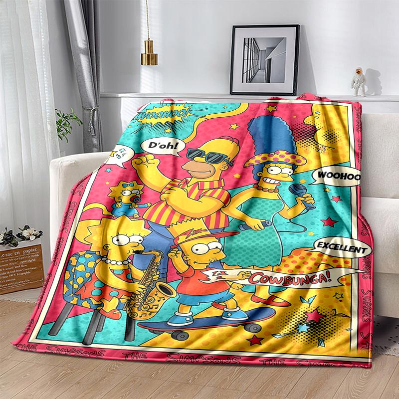 1Pc Simpsons Comic Party Blanket Soft And Comfortable Casual Warm Camping Travel Christmas Halloween Gift M921685