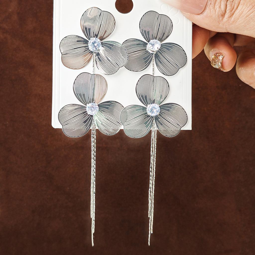 Преувеличенные персонализированные серьги-цветы, простые и в холодном стиле, изысканные длинные серьги с бахромой, инкрустированные бриллиантами