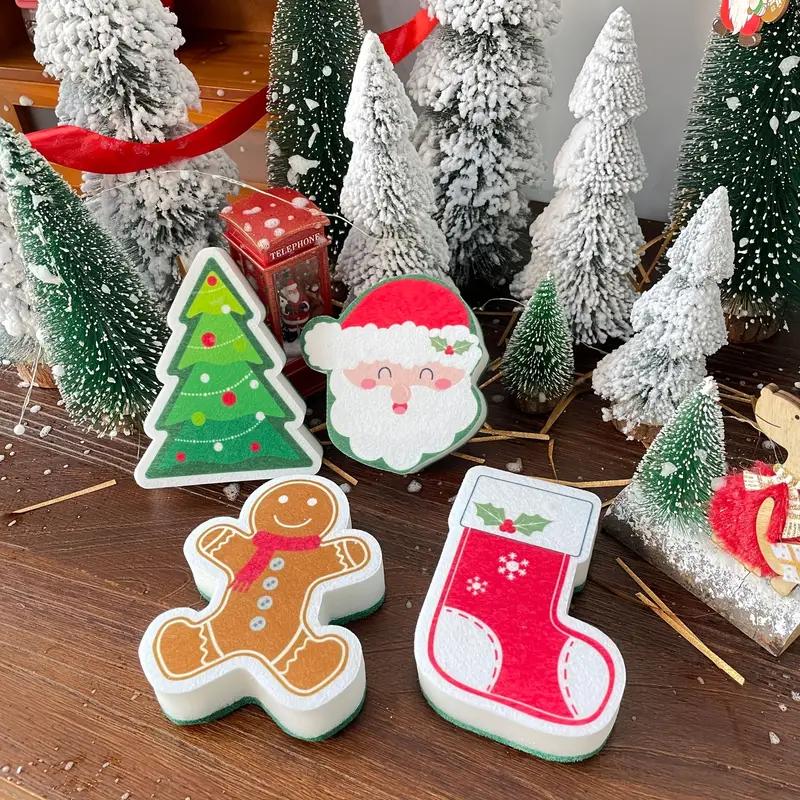 2025 Мультяжная Губка для Мытья Посуды с Принтом – Рождественские Кухонные Скраберы для Кастрюль, Тарелок и Уборки