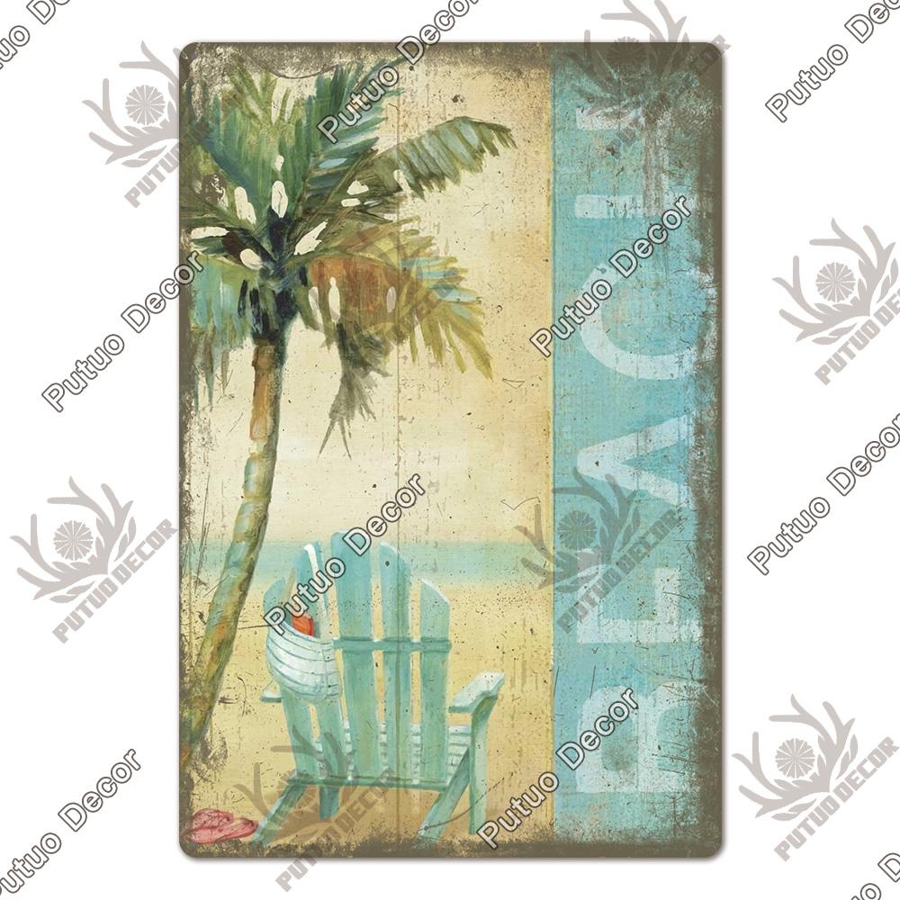 Putuo Decor Пляжный Слоган Винтажная Жестяная Табличка Металлическая Настенная Картина Постер для Паба Бара Дома Серф-клуба Ретро Железные Картины