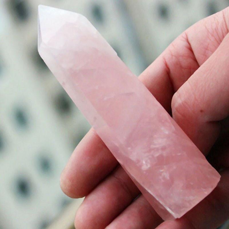 Exquisite Natural Rock Rose Quartz Crystal Point Healing Stone Obelisk Wand For Spiritual Growth