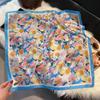 New white 71CM premium silk scarf women's neck protector scarf spring and autumn retro scarf shawl tied bag straight hair