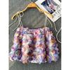 Elegant French Style Three-Dimensional Flower Camisole Short Women's Summer Seaside Vacation Travel Sweet Super Fairy Sleeveless Tops