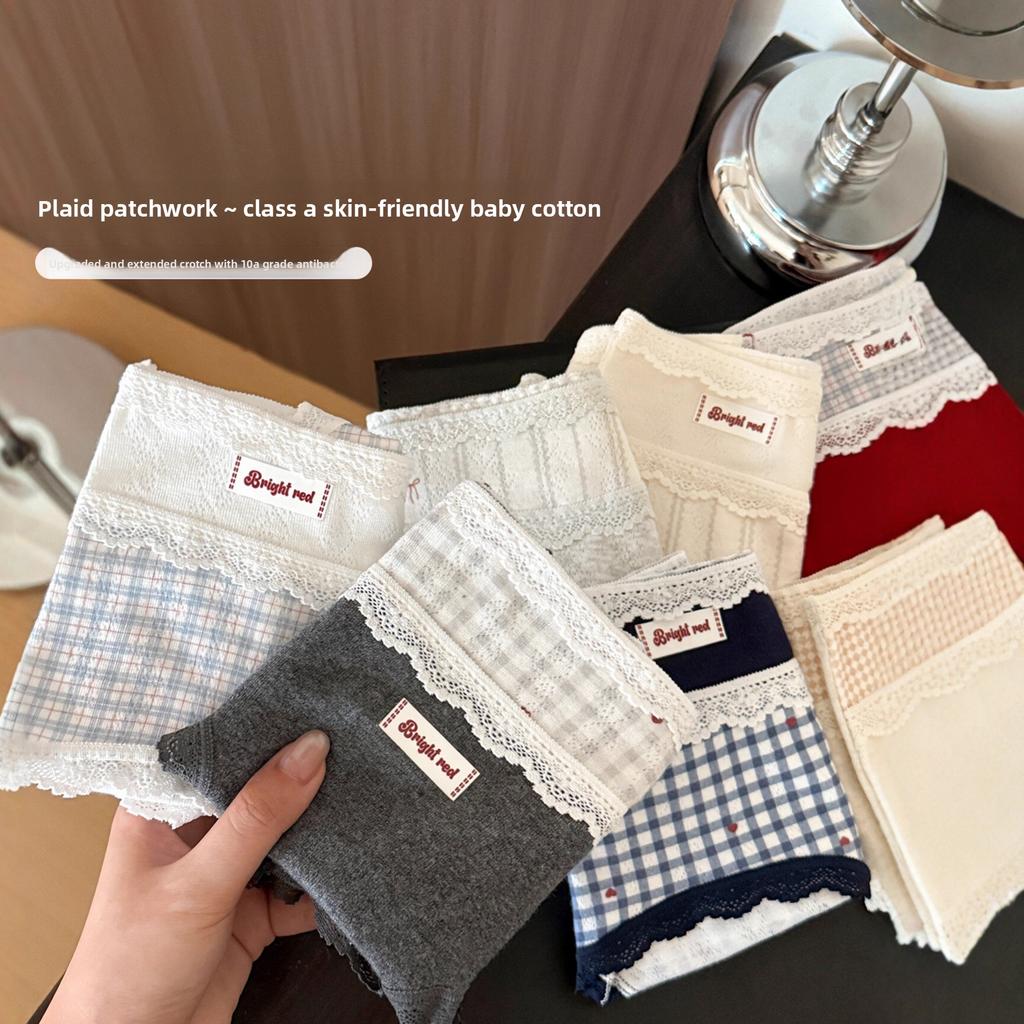 Women's Spring and Autumn Vintage Cotton Non Hip 10A Antibacterial Crotch Panties