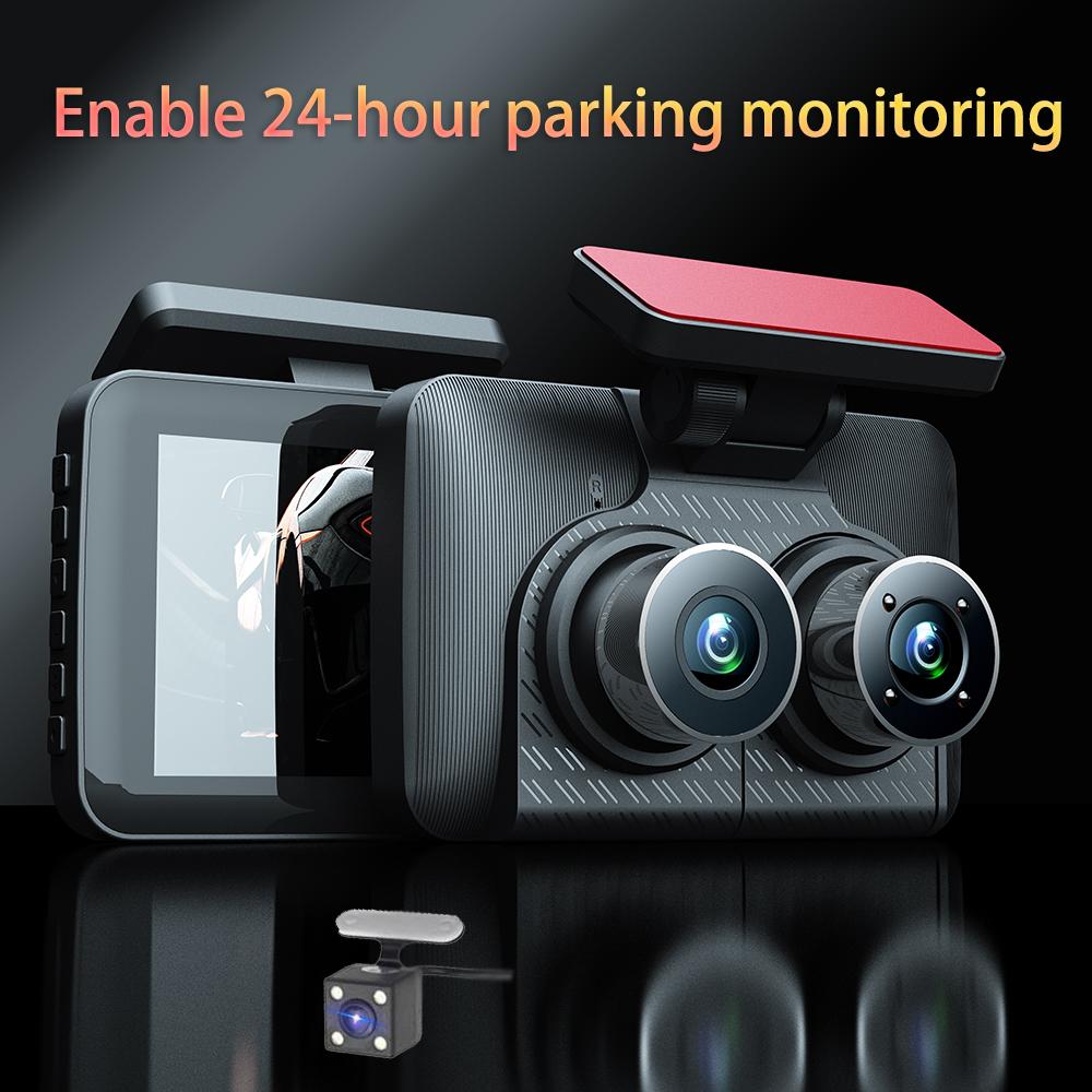 3 Cameras Dash Cam 4in Clear Car Rearview Mirror Car Video Recording Camcorder Wide Angle Car