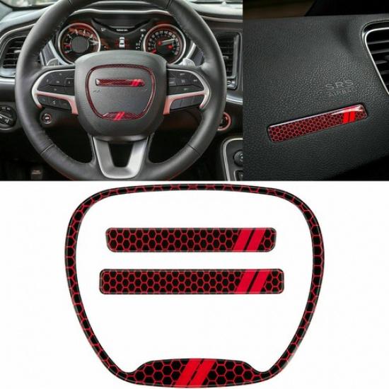Red Central Console Interior Exterior Decor Set Cover Trim for Dodge Charger 15+