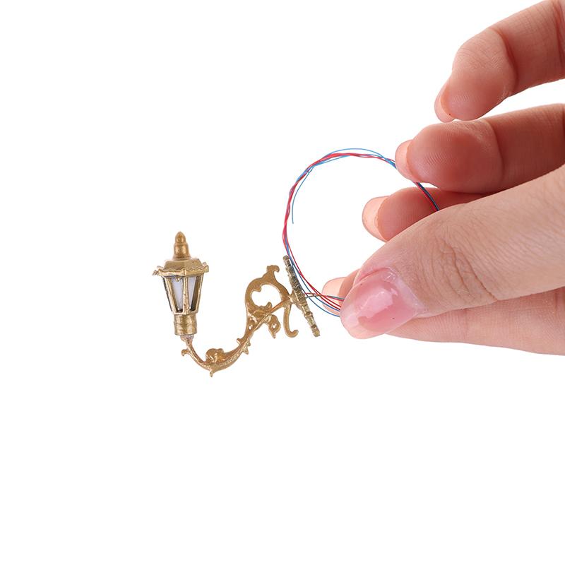 2Pcs 1/12 Dollhouse Wall Lamp Model Garden Yard Chandelier Sand Table Led Light
