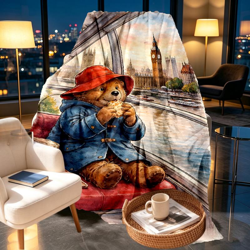 Paddington Bear Print Blanket - Soft & Comfortable, for Bedroom, Travel, Sofa, Home Decoration - Birthday Christmas Gift for Friend