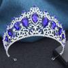 Baroque 9 Colors Green AB Crystal Big Tiaras for Women Girls Party Wedding Crown Bridal Elegant Hair Jewelry Pageant