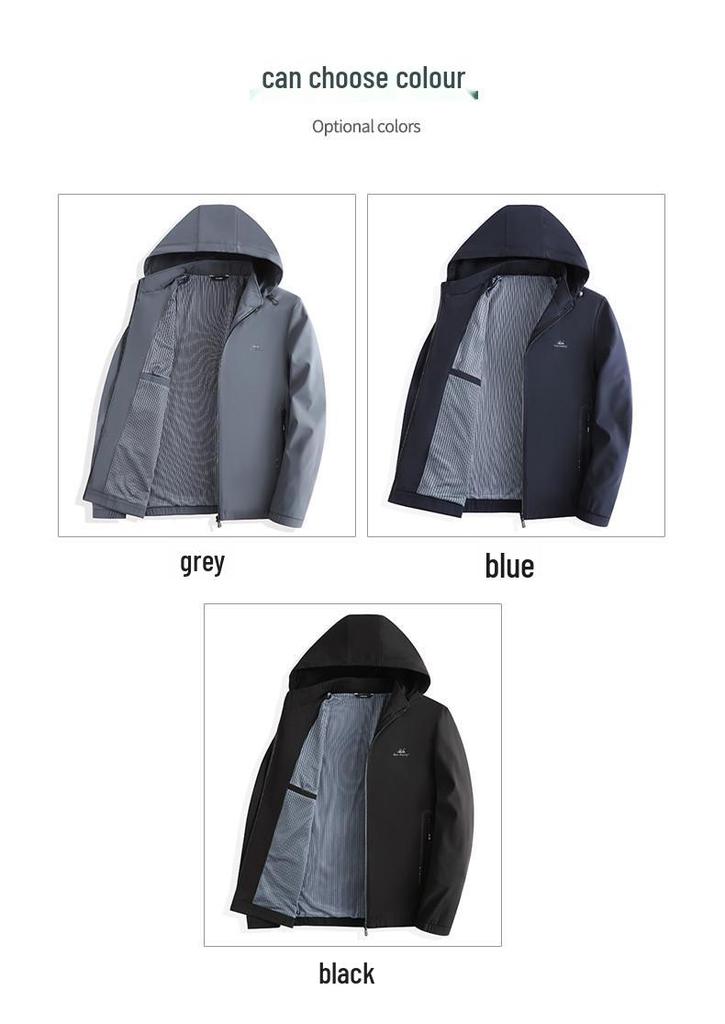 2025 Men's Spring/Autumn Detachable Hood Non-Iron Thin Jacket: Youth Korean Style Zipper Outerwear