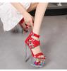 Model Rivet Zipper Roman Sandals Transparent Luminous Shoes Sexy Heels Sandals 1986 Series 20cm Heel 10cm Platform LFD