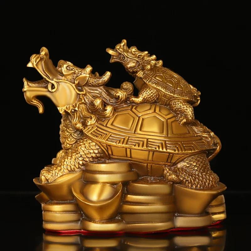 Медные ornaments Драконочерепахи, Мать и Сын Черепахи-Сокровищницы Деньги, Декор Гостиной, Офиса
