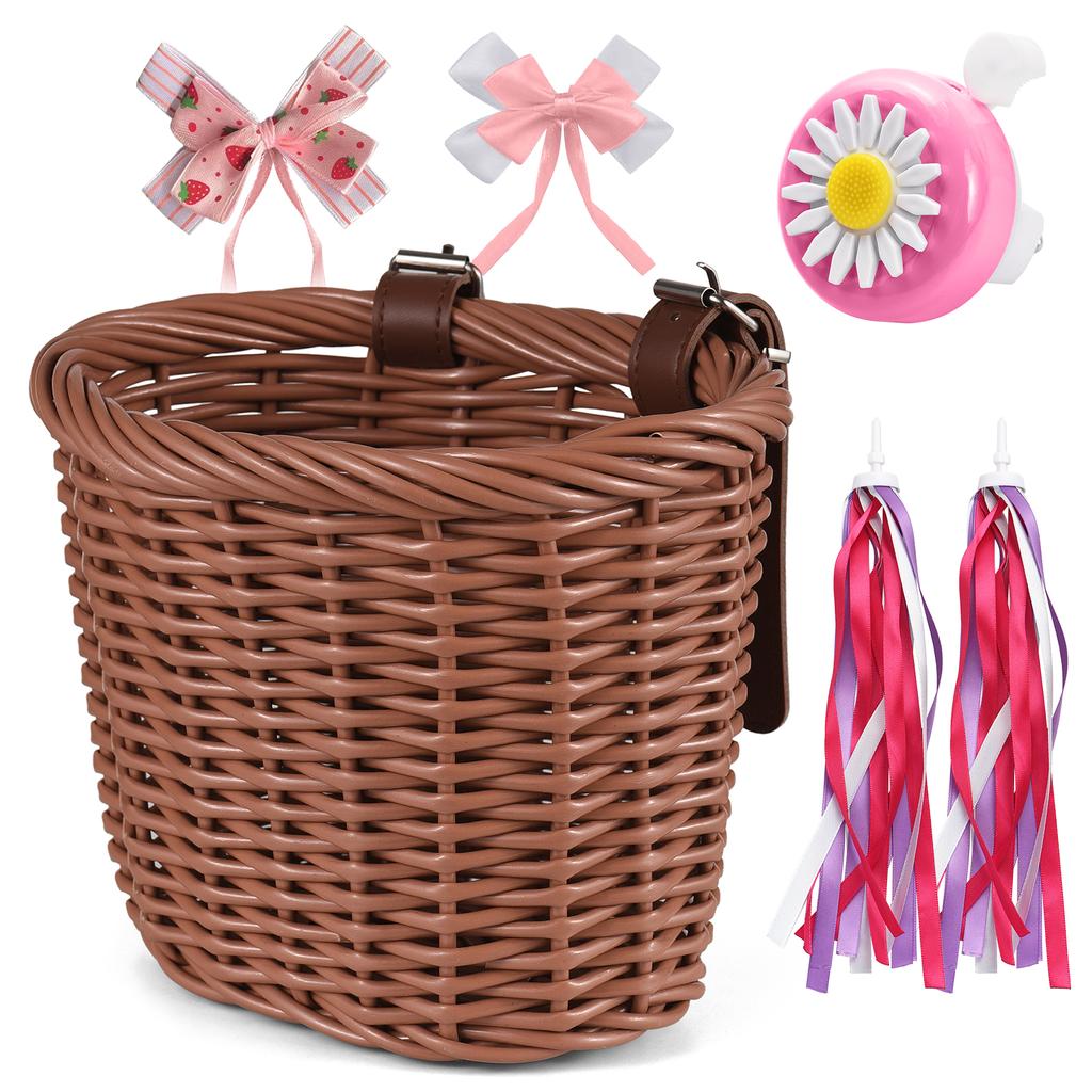 Kid "s Bike Basket for Girls Front Bike Accessories with Handlebar Streamers  Cycling Ages 313