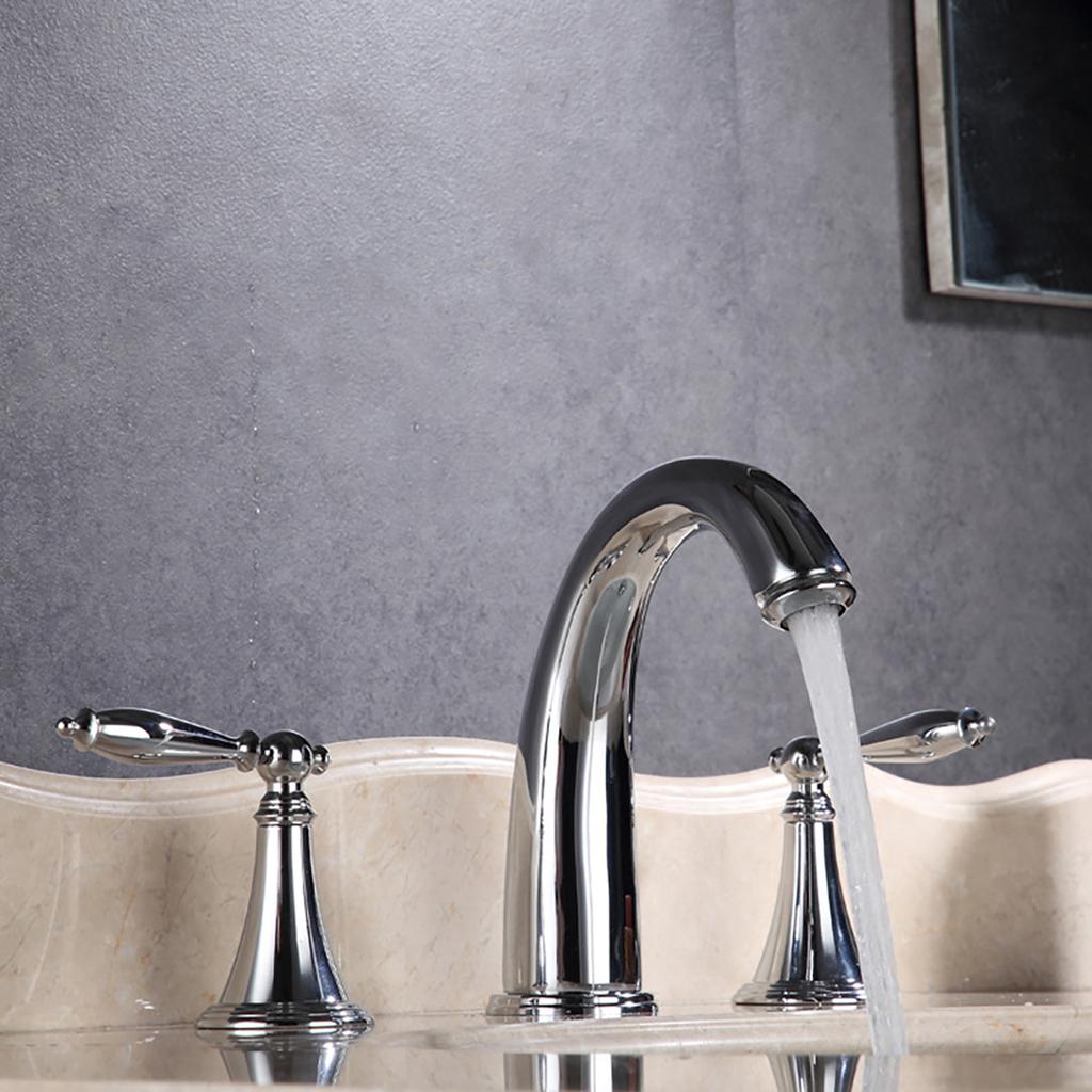 Nordic Style Basin Faucet 3 Holes Bathroom Sink Faucet Deck Mounted Cold Hot Vintage Mixer Taps Bathtub Faucet