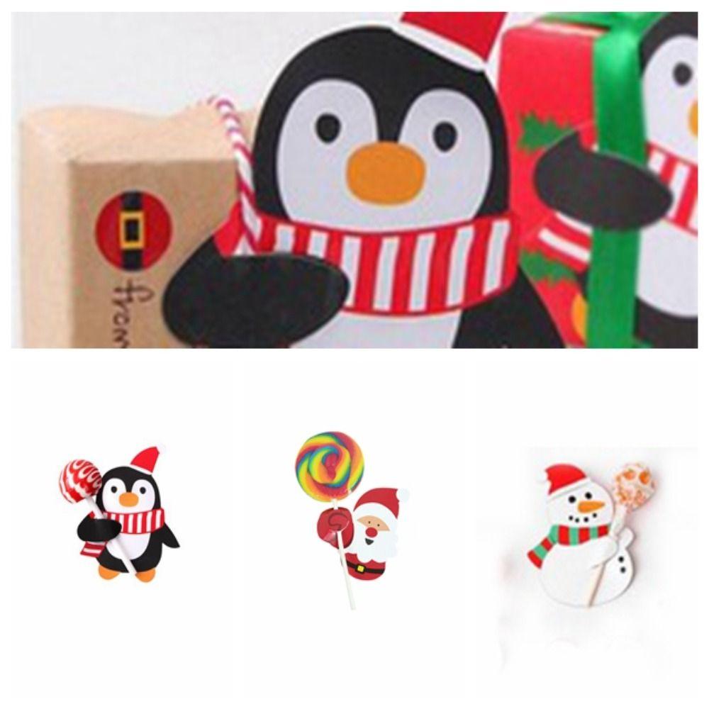 50pcs Paper Christmas Lollipop Paper Santa Claus Kids Candy Gift Package New Year