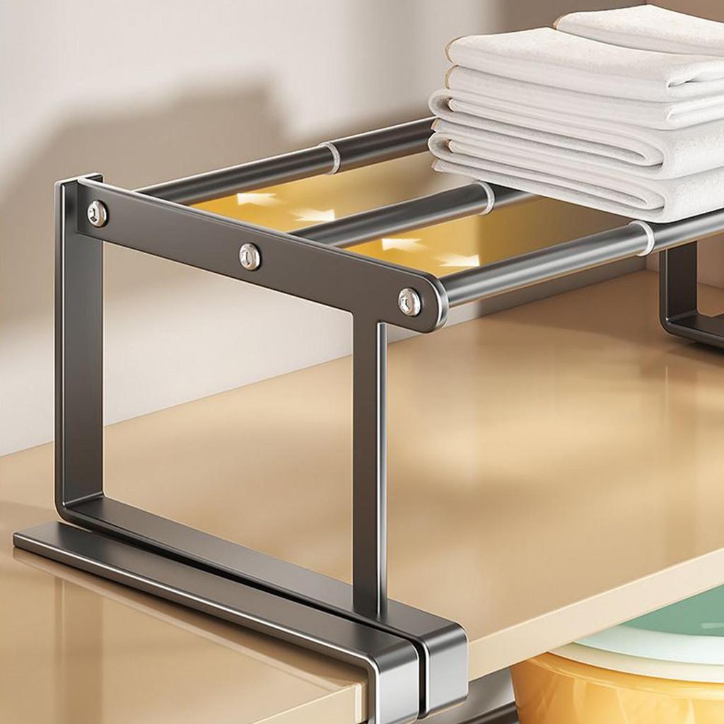 Under Shelf Basket Cabinet Telescopic Shelf Heavy-Duty Non-Slip Adjustable Rack Tray for Kitchen Sink Locker Vanity RV Closet