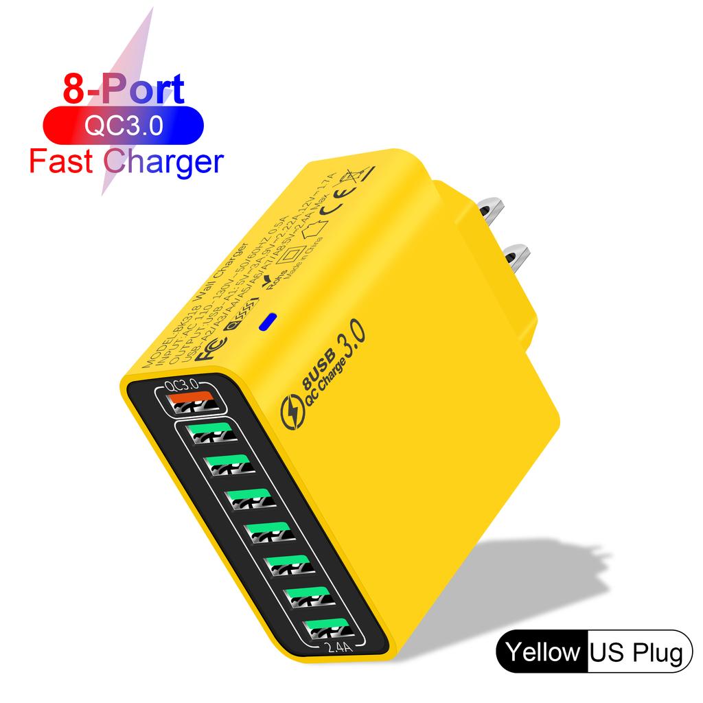 8 в 1 65 Вт USB EU/US/UK/KR Plug зарядное устройство быстрая зарядка телефона зарядное устройство сетевой адаптер для iPhone Samsung Xiaomi Multi Port