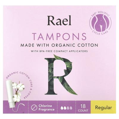 Rael, тампоны из органического хлопка, обычные, без отдушек, 18 шт.