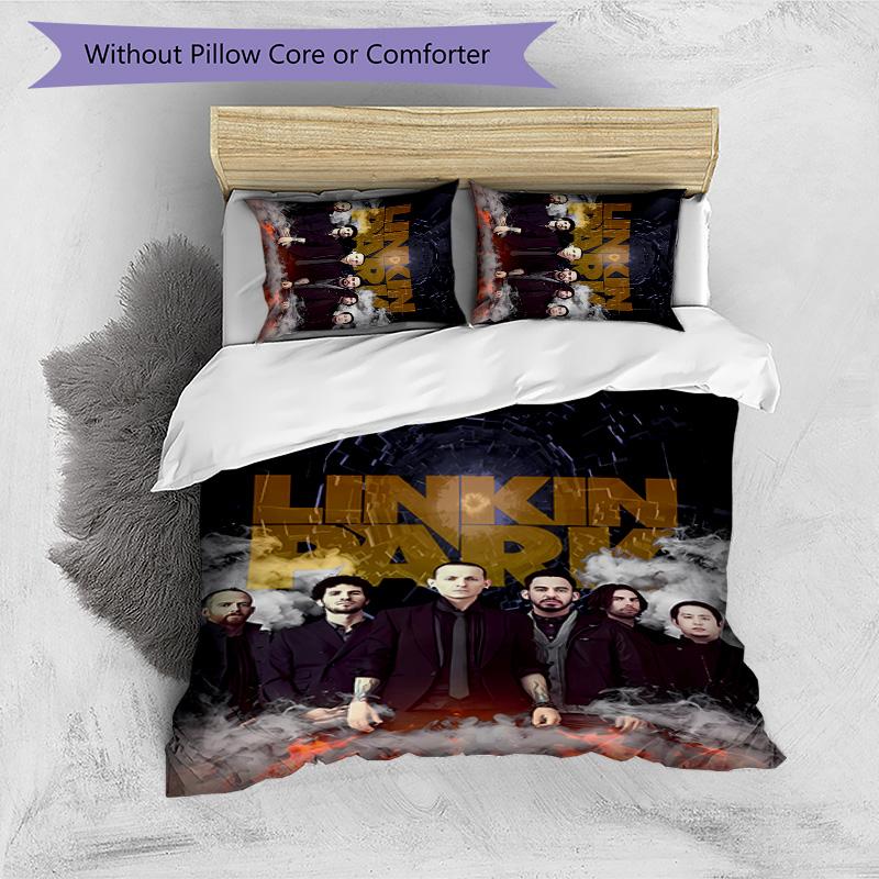 3pcs Linkin Park band logo pattern bedding set duvet cover set includes duvet cover &pillowcases,perfect all season bedroom decoration&gift