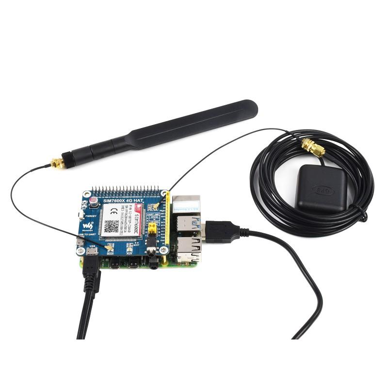 SIM7600E LTE Cat-1 HAT для Raspberry Pi, также 3G / 2G / GNSS, для Юго-Восточной Азии, Западной Азии, Европы, Африки