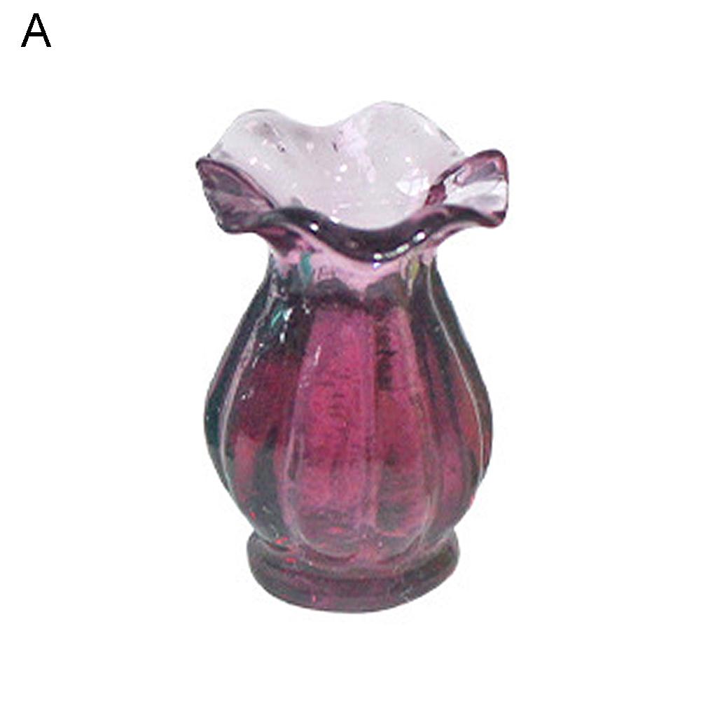 Миниатюрная стеклянная кружевная ваза с цветами разных цветов для кукольных домиков