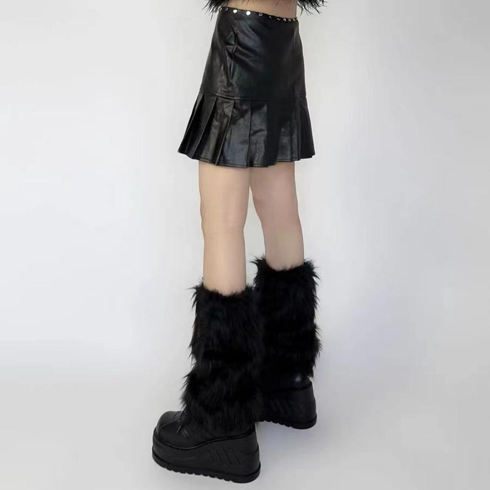 Женские гетры в стиле вестерн, ковбойские меховые гетры, коричневые ретро, носки из меха горячей девушки, длинные меховые носки для ботинок, теплые и стройнящие